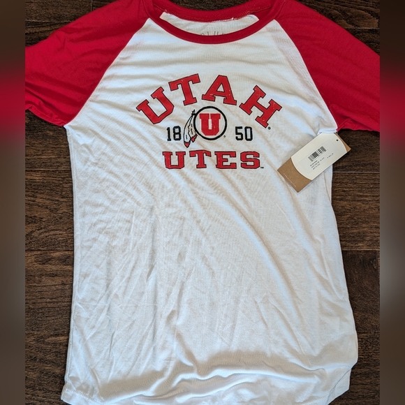 NWT Utah Utes Baseball Tee Red and White by Blue84 - Picture 4 of 9